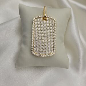 Neve Jewelry Yellow Gold Over Sterling Silver Iced Moissanite Dogtag Pendant